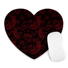 Dark Red Flourish Heart Mousepads by gatterwe