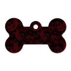 Dark Red Flourish Dog Tag Bone (two Sides) by gatterwe