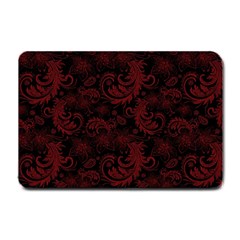 Dark Red Flourish Small Doormat  by gatterwe