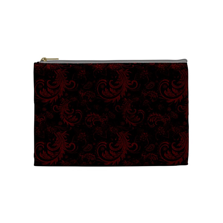 Dark Red Flourish Cosmetic Bag (Medium) 