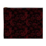 Dark Red Flourish Cosmetic Bag (XL) Front