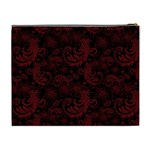 Dark Red Flourish Cosmetic Bag (XL) Back