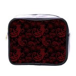 Dark Red Flourish Mini Toiletries Bags Front