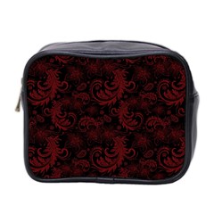 Dark Red Flourish Mini Toiletries Bag 2-side by gatterwe