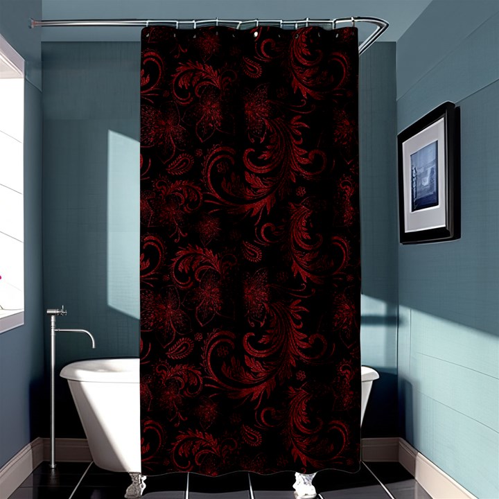 Dark Red Flourish Shower Curtain 36  x 72  (Stall) 