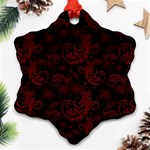 Dark Red Flourish Ornament (Snowflake) Front