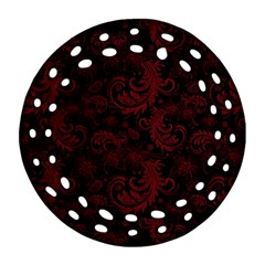 Dark Red Flourish Round Filigree Ornament (two Sides) by gatterwe