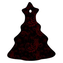 Dark Red Flourish Christmas Tree Ornament (two Sides) by gatterwe