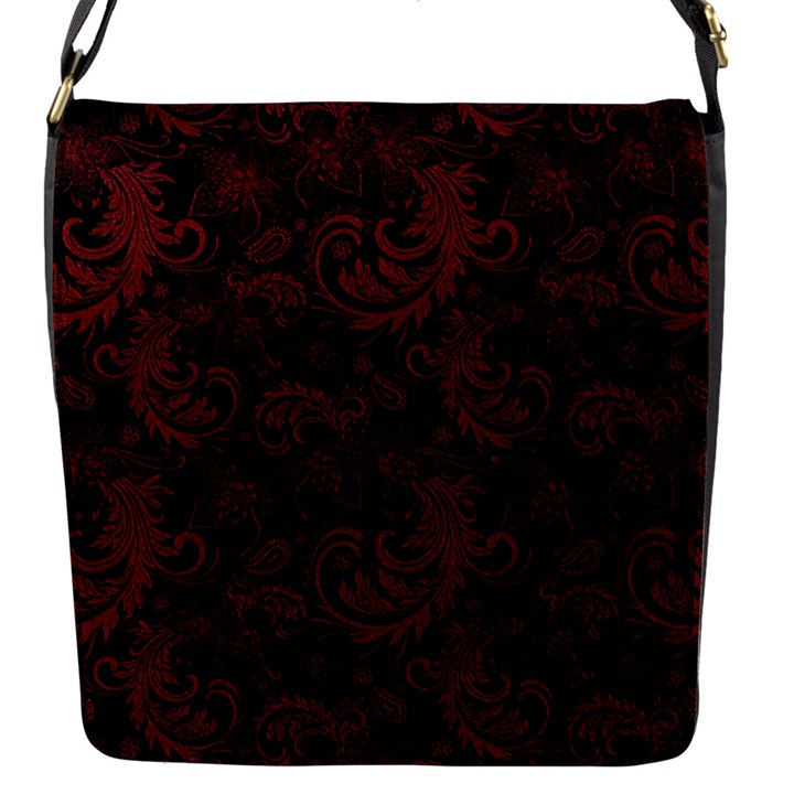 Dark Red Flourish Flap Messenger Bag (S)