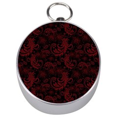 Dark Red Flourish Silver Compasses by gatterwe