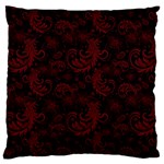 Dark Red Flourish Large Flano Cushion Case (One Side) Front