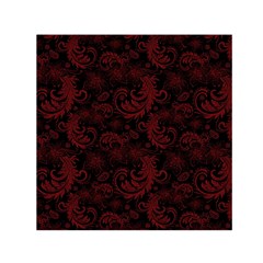 Dark Red Flourish Small Satin Scarf (square) by gatterwe