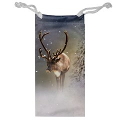 Santa Claus Reindeer In The Snow Jewelry Bag by gatterwe