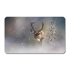 Santa Claus Reindeer In The Snow Magnet (rectangular) by gatterwe