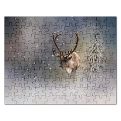 Santa Claus Reindeer In The Snow Jigsaw Puzzle (rectangular) by gatterwe