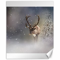 Santa Claus Reindeer In The Snow Canvas 16  X 20 