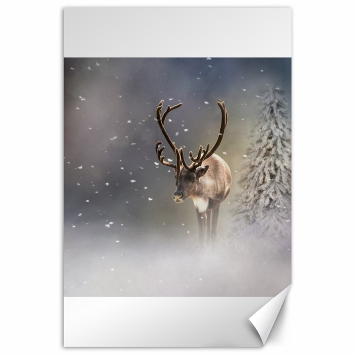 Santa Claus Reindeer in the snow Canvas 24  x 36 