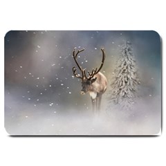 Santa Claus Reindeer In The Snow Large Doormat by gatterwe