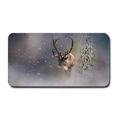 Santa Claus Reindeer In The Snow Medium Bar Mat by gatterwe