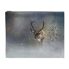 Santa Claus Reindeer In The Snow Cosmetic Bag (xl) by gatterwe