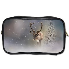 Santa Claus Reindeer In The Snow Toiletries Bag (one Side) by gatterwe