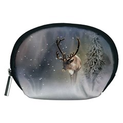 Santa Claus Reindeer In The Snow Accessory Pouch (medium)