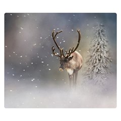 Santa Claus Reindeer In The Snow Double Sided Flano Blanket (small)