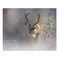 Santa Claus Reindeer In The Snow Double Sided Flano Blanket (large) by gatterwe