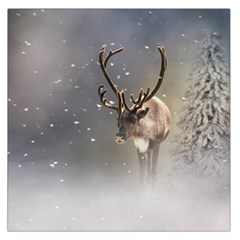 Santa Claus Reindeer In The Snow Large Satin Scarf (square)