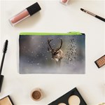 Santa Claus Reindeer in the snow Cosmetic Bag (XS) Back