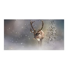 Santa Claus Reindeer In The Snow Satin Wrap