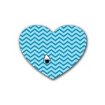 Chevron Shark Pattern Rubber Coaster (Heart)  Front