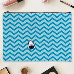 Chevron Shark Pattern Cosmetic Bag (xxxl)  by emilyzragz