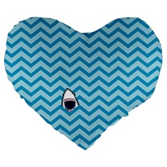 Chevron Shark Pattern Large 19  Premium Heart Shape Cushions by emilyzragz