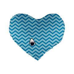 Chevron Shark Pattern Standard 16  Premium Flano Heart Shape Cushions by emilyzragz