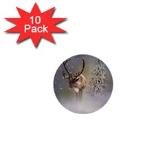 Santa Claus Reindeer In The Snow 1  Mini Buttons (10 Pack)  by gatterwe