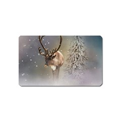 Santa Claus Reindeer In The Snow Magnet (name Card)