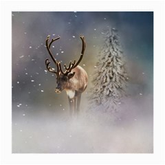 Santa Claus Reindeer In The Snow Medium Glasses Cloth (2-side) by gatterwe