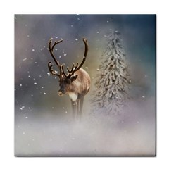 Santa Claus Reindeer In The Snow Face Towel by gatterwe