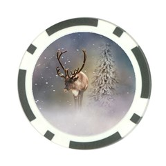 Santa Claus Reindeer In The Snow Poker Chip Card Guard (10 Pack)