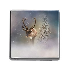 Santa Claus Reindeer In The Snow Memory Card Reader (square) by gatterwe