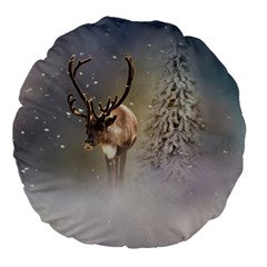 Santa Claus Reindeer In The Snow Large 18  Premium Flano Round Cushions