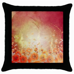 Flower Power, Cherry Blossom Throw Pillow Case (black) by FantasyWorld7