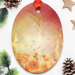 Flower Power, Cherry Blossom Oval Ornament (two Sides) by FantasyWorld7