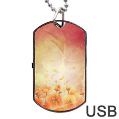 Flower Power, Cherry Blossom Dog Tag Usb Flash (two Sides) by FantasyWorld7