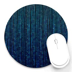 Stylish Abstract Blue Strips Round Mousepads by gatterwe