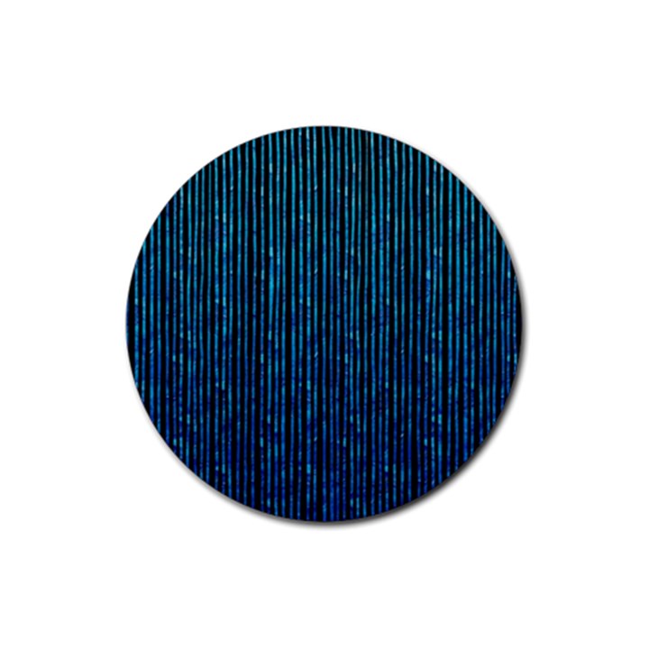 Stylish Abstract Blue Strips Rubber Coaster (Round) 