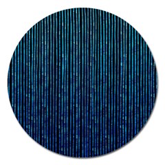 Stylish Abstract Blue Strips Magnet 5  (round) by gatterwe