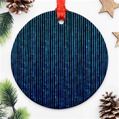 Stylish Abstract Blue Strips Round Ornament (two Sides) by gatterwe