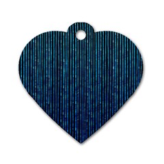 Stylish Abstract Blue Strips Dog Tag Heart (two Sides) by gatterwe